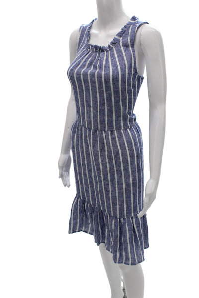 Beach Lunch Lounge Womens Blue Striped Tank Sundress Viscose Button Size M