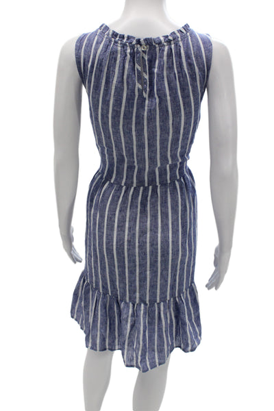 Beach Lunch Lounge Womens Blue Striped Tank Sundress Viscose Button Size M