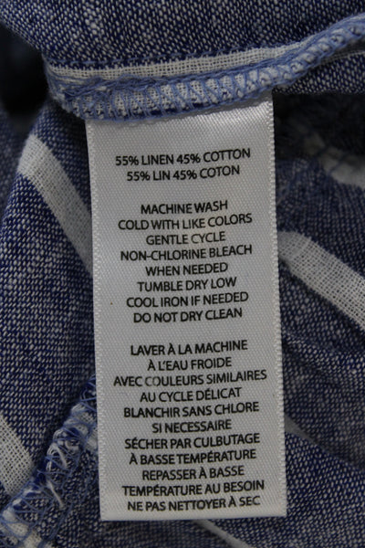 Beach Lunch Lounge Womens Blue Striped Tank Sundress Viscose Button Size M