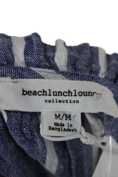 Beach Lunch Lounge Womens Blue Striped Tank Sundress Viscose Button Size M