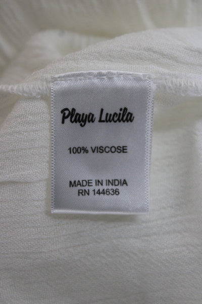 Playa Lucila Women Fit & Flare Mini White Viscose Square Neck Dress Size M