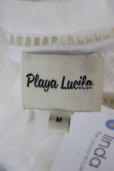 Playa Lucila Women Fit & Flare Mini White Viscose Square Neck Dress Size M