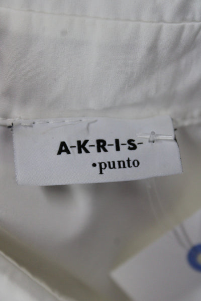 Akris Punto Women Sleeveless Collared Button-Up Blouse White PolyCotton Size 8