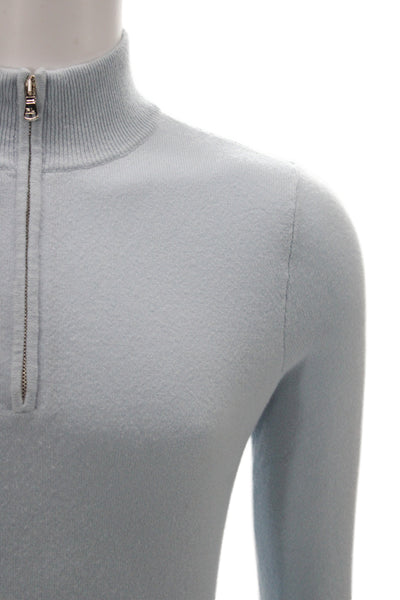 Ralph Lauren Golf Mens Light Blue 100% Cashmere Mock Neck Zip Pullover Size L