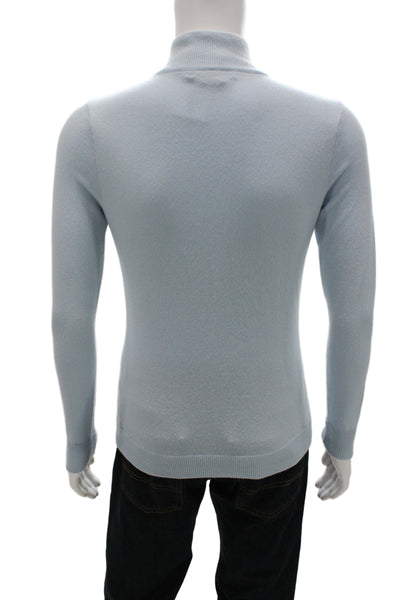 Ralph Lauren Golf Mens Light Blue 100% Cashmere Mock Neck Zip Pullover Size L