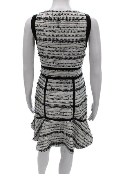 Rebecca Taylor Women Fit and Flare Tank Dress Black Striped V-Neck Size 6