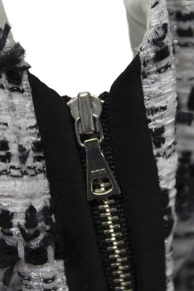 Rebecca Taylor Women Fit and Flare Tank Dress Black Striped V-Neck Size 6