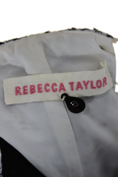Rebecca Taylor Women Fit and Flare Tank Dress Black Striped V-Neck Size 6