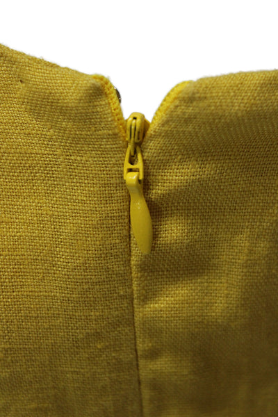 Reformation Women Romper Yellow Linen Square Neck Sleeveless Short Size 0