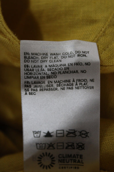 Reformation Women Romper Yellow Linen Square Neck Sleeveless Short Size 0