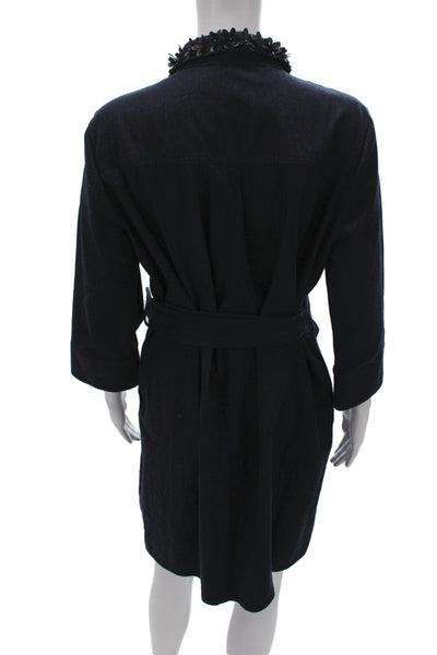 Ted Baker London Womens Dark Blue Cotton Shirt Dress 3/4 Sleeve Size 4