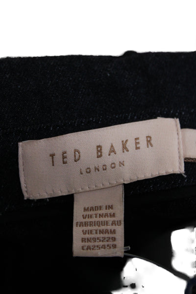 Ted Baker London Womens Dark Blue Cotton Shirt Dress 3/4 Sleeve Size 4