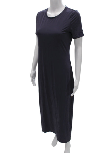 Theory Womens Maxi T-Shirt Dress Dark Blue Short Sleeve Crew Neck Size S