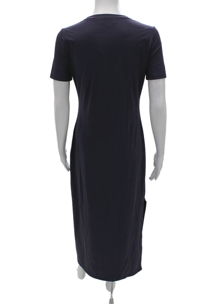 Theory Womens Maxi T-Shirt Dress Dark Blue Short Sleeve Crew Neck Size S