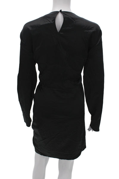 Veronica Beard Womens Sheath Mini Dress Black Long Sleeve Round Neck Size 14