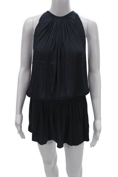 Ramy Brook Women Dark Blue Sleeveless Romper Round Neck Polyester Size M