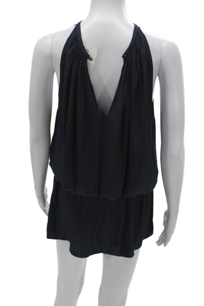 Ramy Brook Women Dark Blue Sleeveless Romper Round Neck Polyester Size M