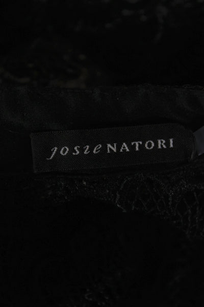 Josie Natori Womens Sheath Bodycon Black Knee Length Short Sleeve Dress Size 8
