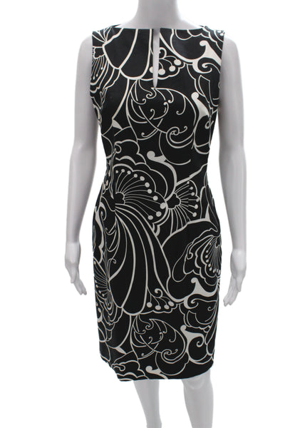 David Meister Women Sheath Dress Black High Neck Sleeveless Knee Length Size 4
