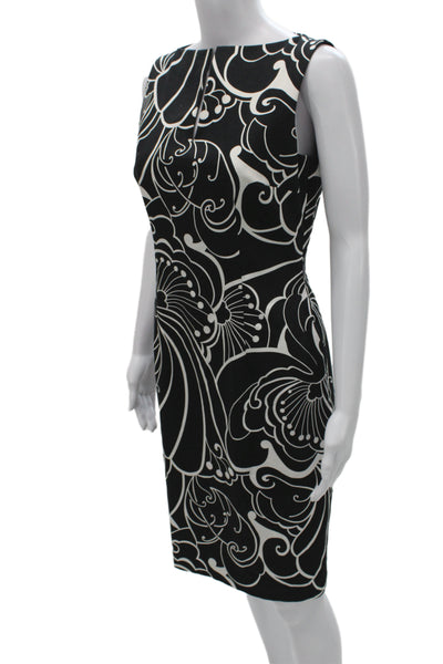 David Meister Women Sheath Dress Black High Neck Sleeveless Knee Length Size 4