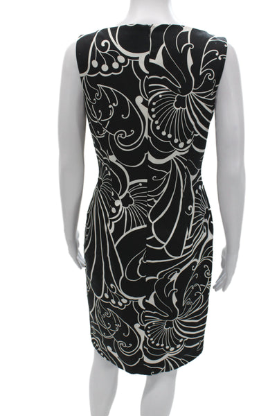 David Meister Women Sheath Dress Black High Neck Sleeveless Knee Length Size 4