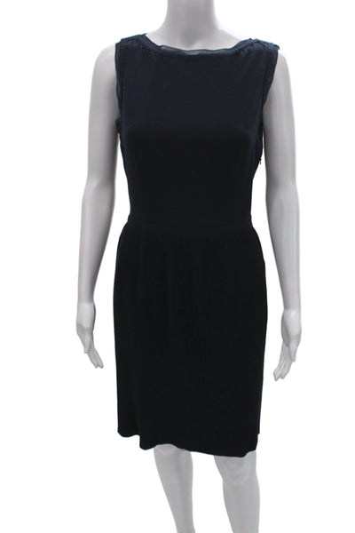 Reiss Women Sheath Dress Dark Blue Sleeveless Zip Knee Length Size 4
