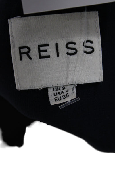 Reiss Women Sheath Dress Dark Blue Sleeveless Zip Knee Length Size 4