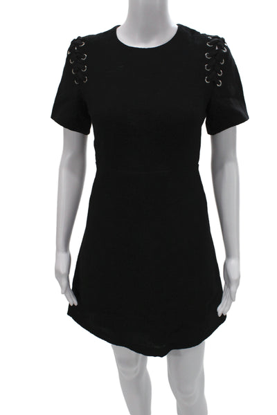Sandro Womens Mini Shift Dress Black Lace Up Size 34