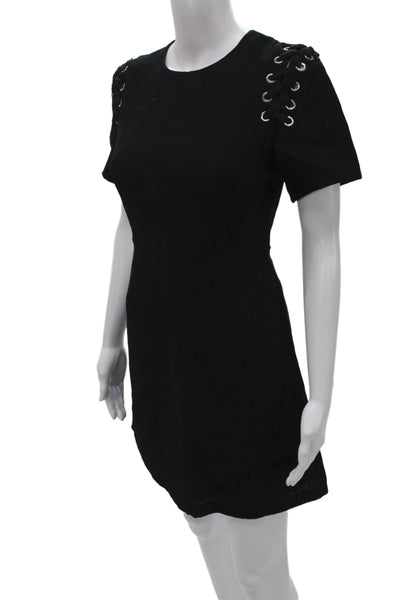 Sandro Womens Mini Shift Dress Black Lace Up Size 34