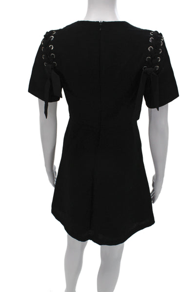 Sandro Womens Mini Shift Dress Black Lace Up Size 34