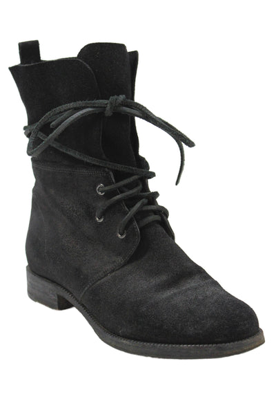 KORS Michael Kors Womens Suede Lace Up Ankle Boots Black Size 6 Medium