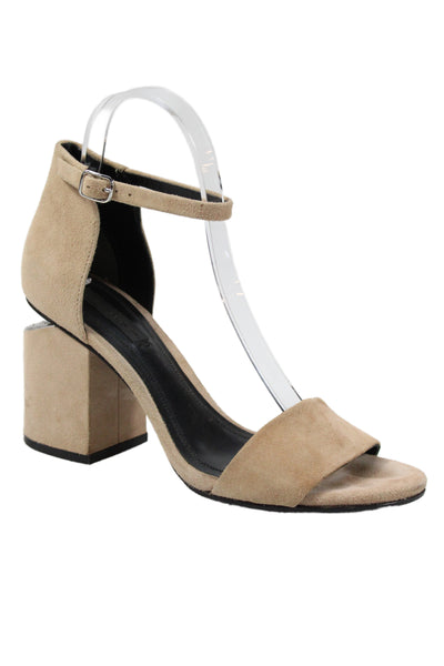 Alexander Wang Womens Suede Ankle Strap Sandal Heels Beige Size 36.5 6.5