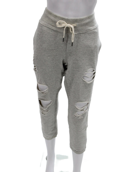 NSF Womens Cropped Jogger Sweatpants Gray Cotton Drawstring Size S