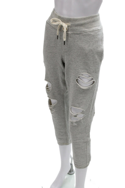 NSF Womens Cropped Jogger Sweatpants Gray Cotton Drawstring Size S