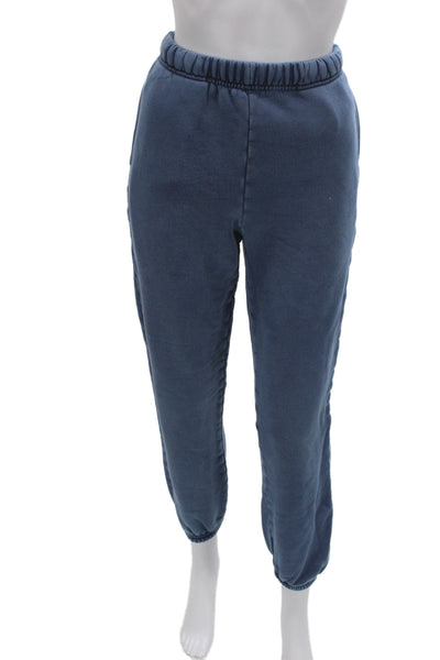 Les Tien Unisex Jogger Sweatpants Blue 100% Cotton Solid Size 2XS