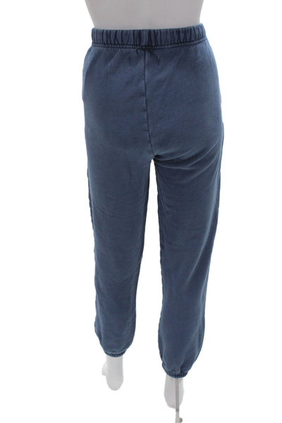 Les Tien Unisex Jogger Sweatpants Blue 100% Cotton Solid Size 2XS