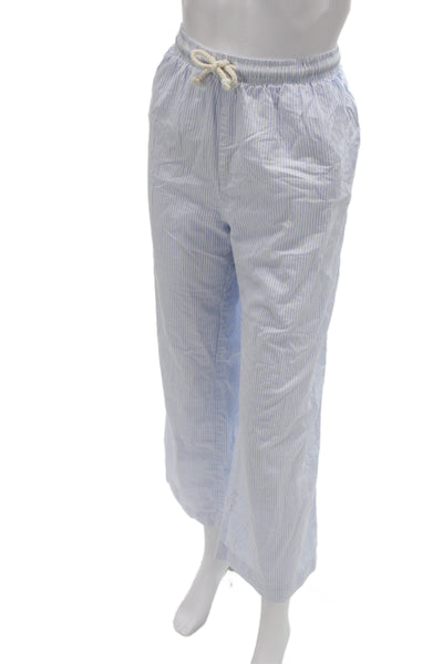 Perfect White Tee Womens Striped Pajama Pants White Blue Cotton Size Small