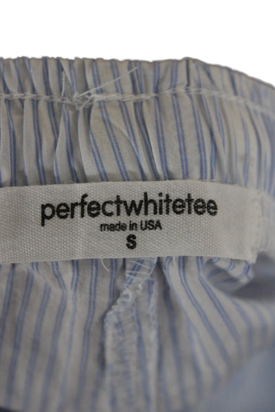 Perfect White Tee Womens Striped Pajama Pants White Blue Cotton Size Small