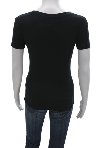 Skims Women Basic Black Crew Neck T-Shirt Short Sleeve Cotton Size XS