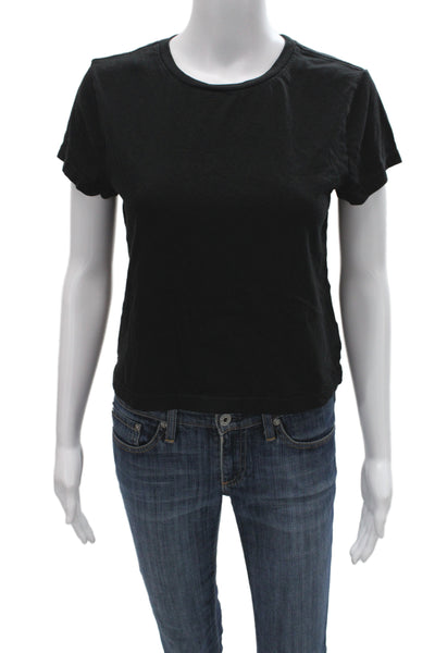 Agolde Women Cropped Black Organic Cotton Crew Tee 90s Size S