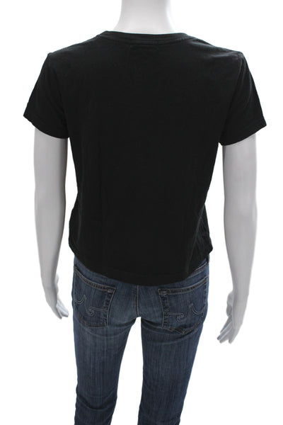 Agolde Women Cropped Black Organic Cotton Crew Tee 90s Size S