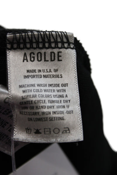 Agolde Women Cropped Black Organic Cotton Crew Tee 90s Size S