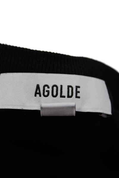 Agolde Women Cropped Black Organic Cotton Crew Tee 90s Size S
