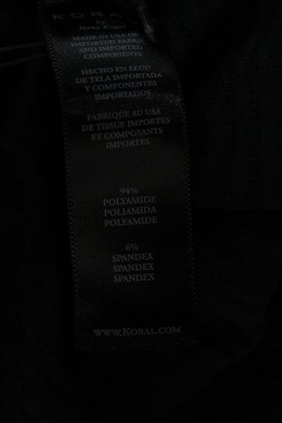 Koral Womens Basic Sleeveless Tank Black Geometric Crew Neck Button Size S