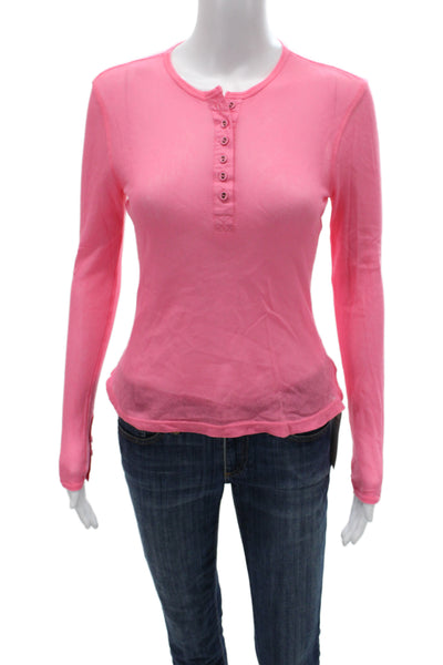 Ulla Johnson Womens Basic Pink Cotton Long Sleeve Button Up Top Size 0P