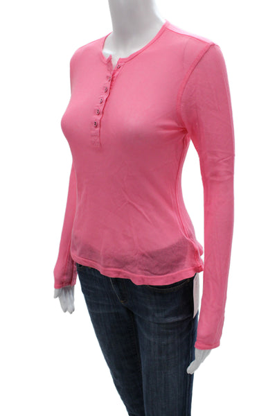 Ulla Johnson Womens Basic Pink Cotton Long Sleeve Button Up Top Size 0P