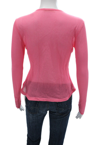 Ulla Johnson Womens Basic Pink Cotton Long Sleeve Button Up Top Size 0P