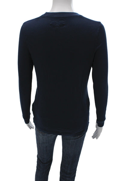 The Great Womens Basic Jersey T-Shirt Dark Blue Long Sleeve Size 0