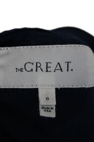 The Great Womens Basic Jersey T-Shirt Dark Blue Long Sleeve Size 0