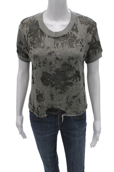 IRO Jeans Women Cropped Gray Crew Neck T-Shirt Grunge Size XS